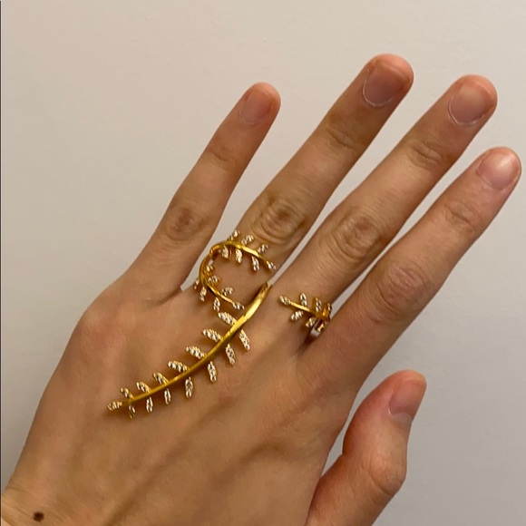 BaubleBar Jewelry - Bauble Bar Gold Two Finger Leaf Ring (6/7)